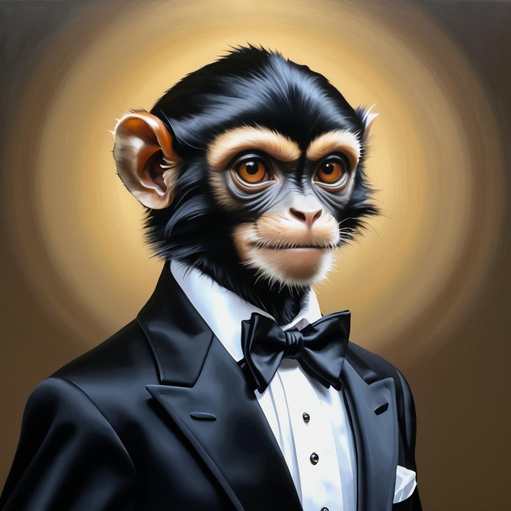 Elegant Spider Monkey in Tuxedo Portrait