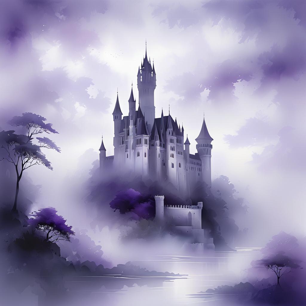 Ethereal Castle in Foggy Serenity