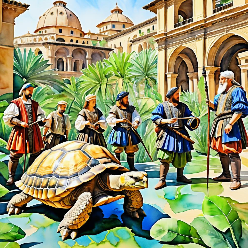 Renaissance Artists with Giant Tortoises