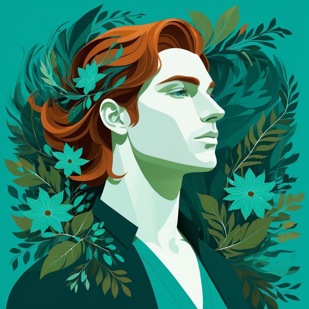 Serene Profile with Botanical Elements