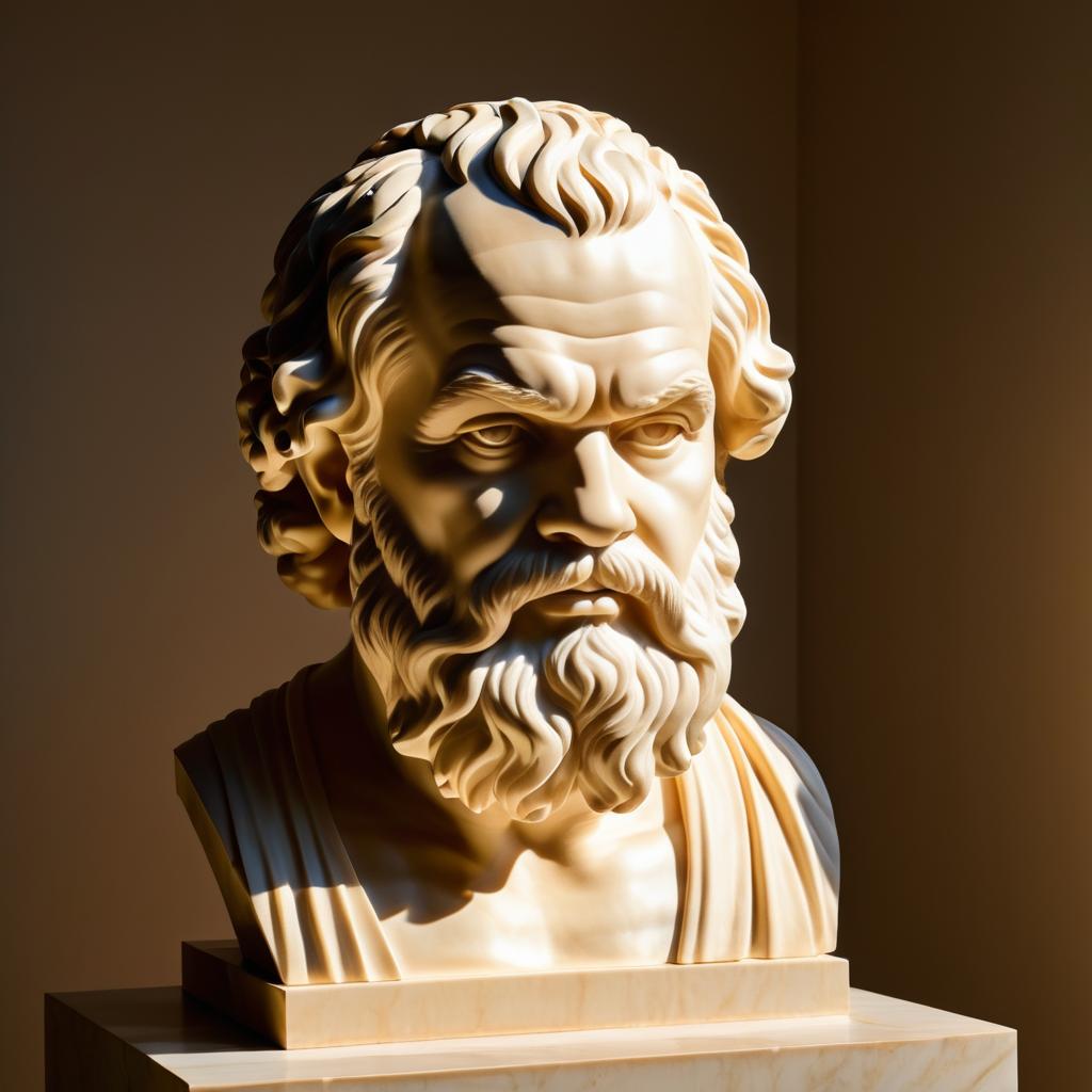 Classical Bust of Socrates in Warm Light