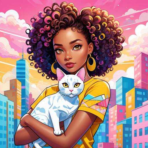 Vibrant Comic Portrait of Young Woman