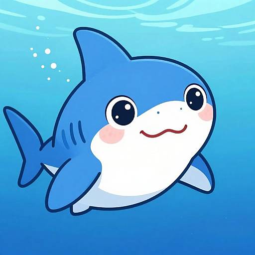 Cute Blue Shark Cartoon Illustration