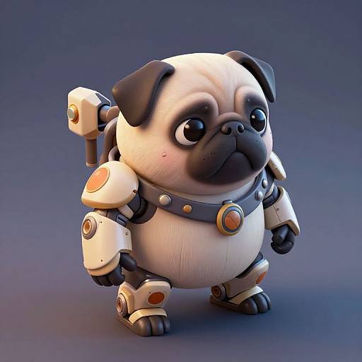 Isometric 3D Cute Pug Mecha