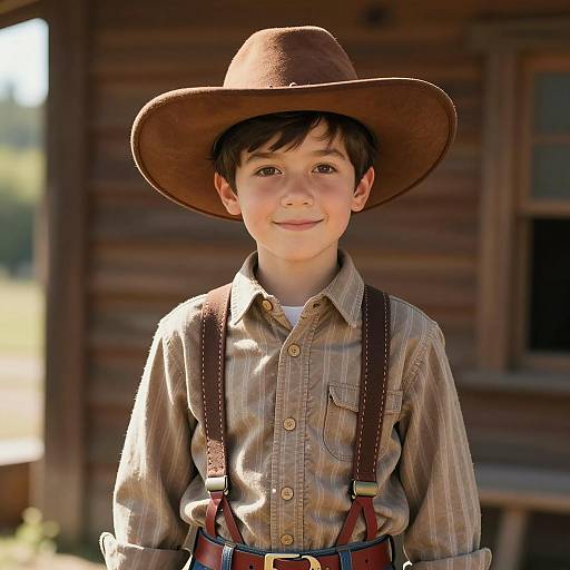 Photorealistic Young Boy in Western Costume