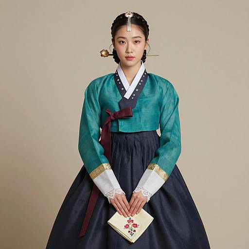 Elegant Korean Hanbok Portrait in Detail