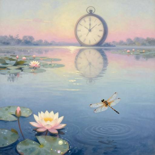 Impressionistic Water Lilies and Surreal Dreamscape