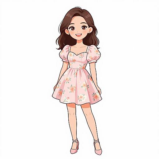 Romantic Woman in Pastel Pink Dress