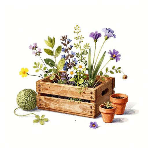 Whimsical Herb Garden Still Life