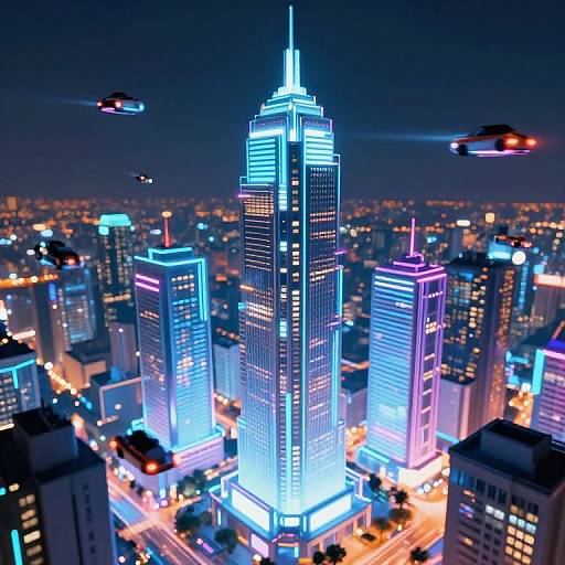 Cyberpunk Holographic Cityscape Night