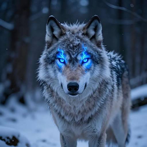 Ghostly Wolf with Blue Fire Eyes