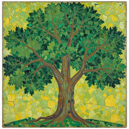 Abstract Encaustic Wise Tree Art