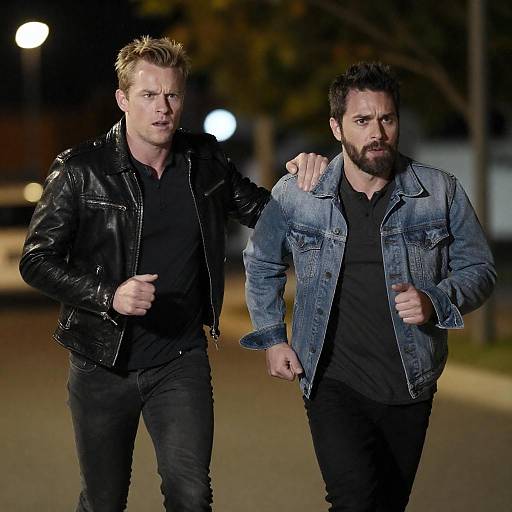 Two Men Running at Night