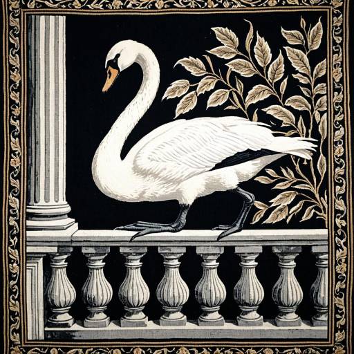 Elegant Swan Tapestry with Antique Motifs
