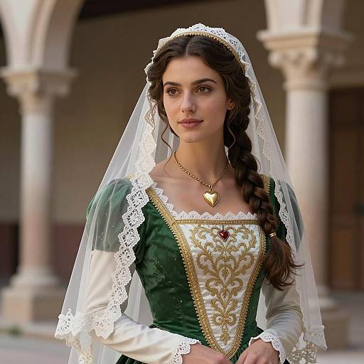 Renaissance Bride in Green Dress
