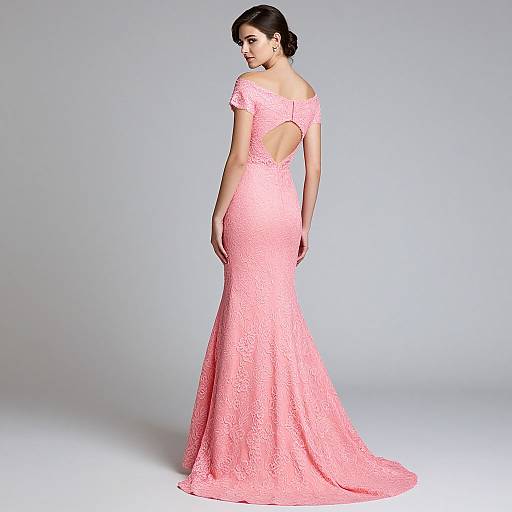 Elegant Candy Pink Lace Evening Dress