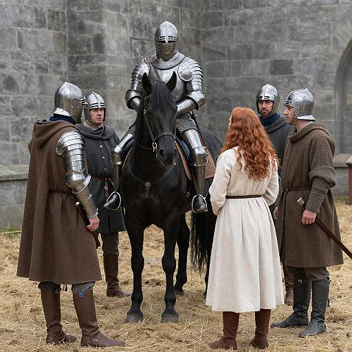 Intense Medieval Gathering with Armor and Horses