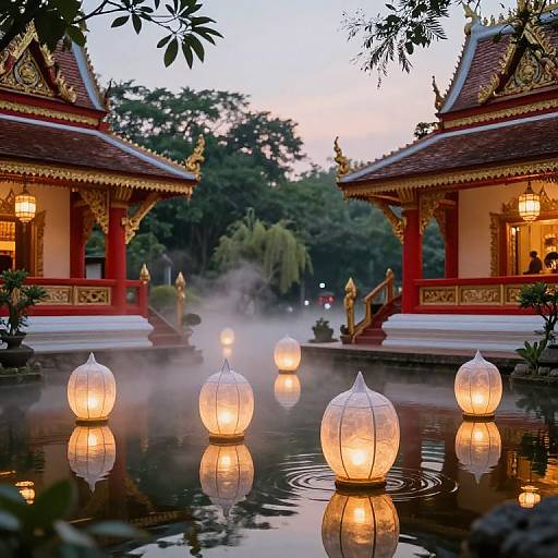 Asian Lanterns at Misty Dusk