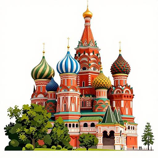 Vibrant Russian Cathedral Illustration