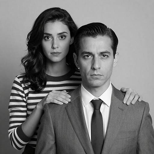 Monochrome Portrait of a Serious Couple