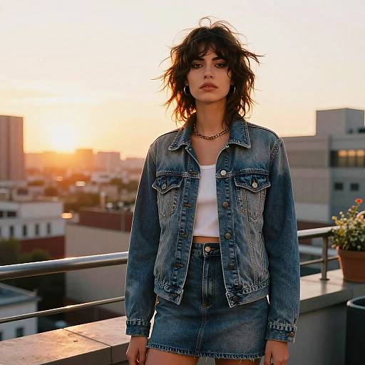 Messy Shag Hairstyle on Rooftop