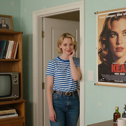 Smiling Woman Standing in Doorway