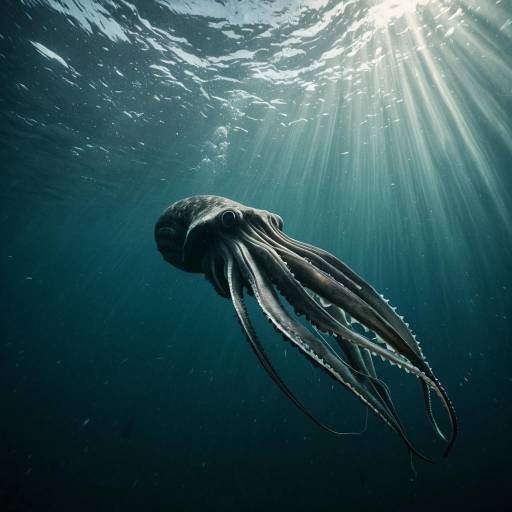 Giant Squid Swimming Underwater