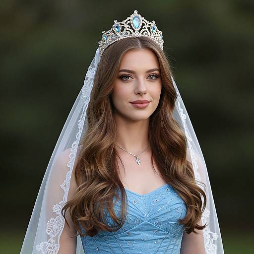 Regal Woman in Blue Dress