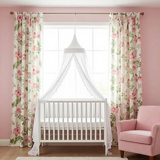 Cozy Floral Nursery Room Scene