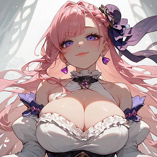 Anime Girl with Pink Hair and Evil Smile