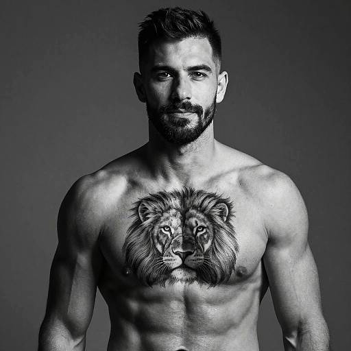 Black and White Muscular Man Portrait