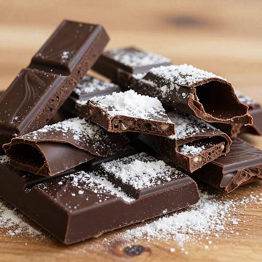 Close-Up of Powdered Dark Chocolate Sheets