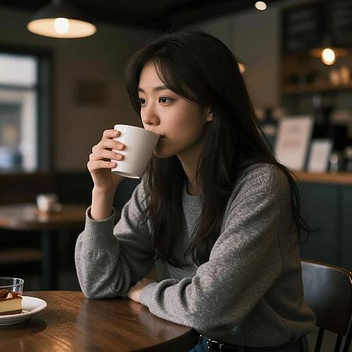 Dark Theme Photorealistic Coffee Shop Portrait