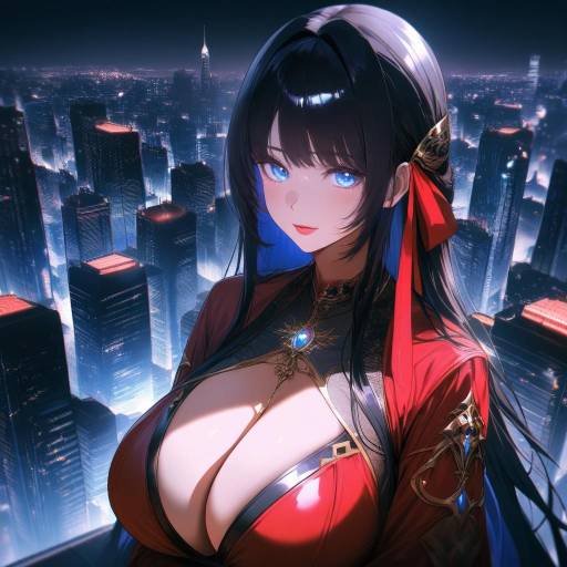 Stunning Nighttime Anime Portrait of Sayaka