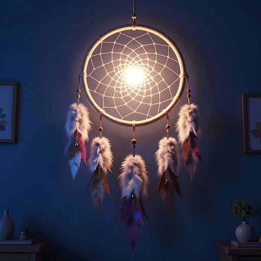 Glowing Dreamcatcher in Dark Room