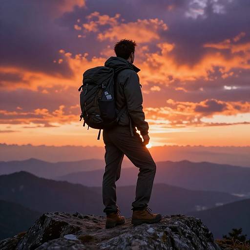 Determined Explorer on Mountain Peak