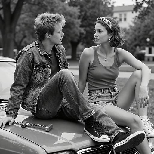 Casual Park Portrait on Car Hood