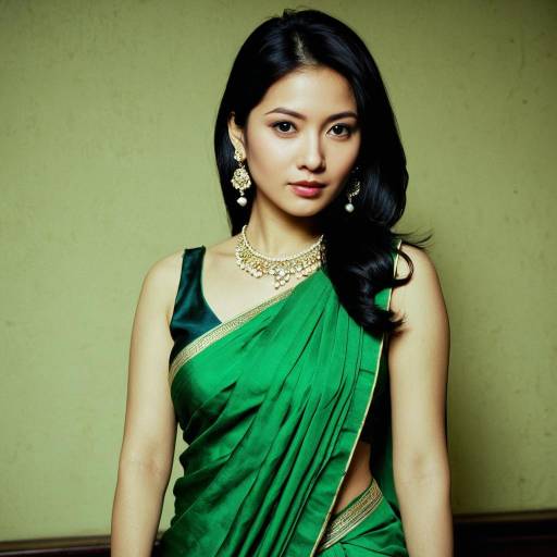 Elegant Solo Girl in Green Party Saree