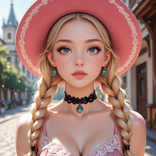 Blonde Beauty in Pink Dress Portrait
