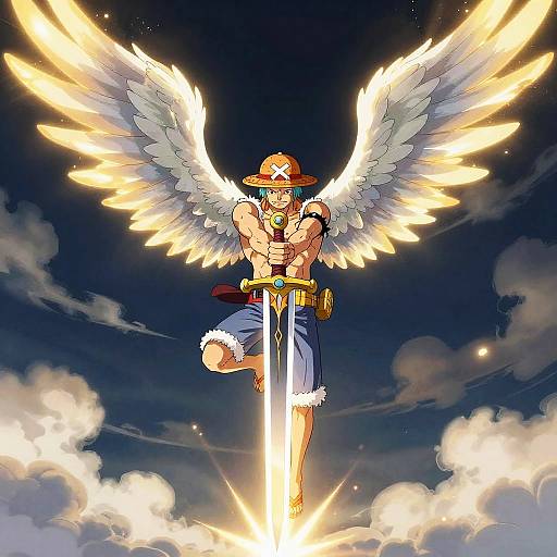 One Piece Angel Descending with Radiant Sword