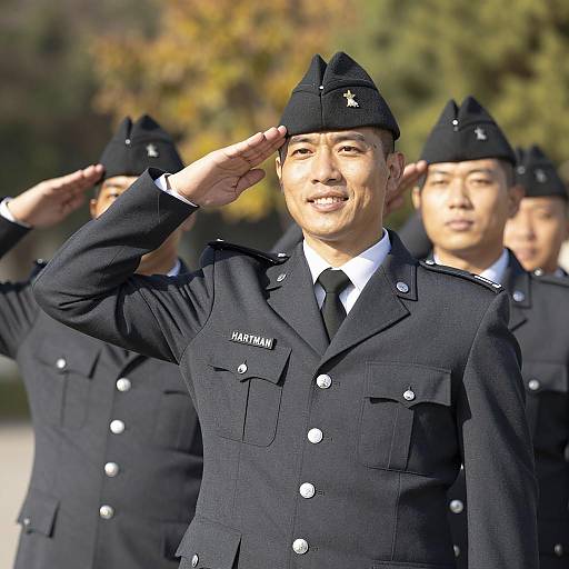 Soldiers Saluting in Bright Sunlight