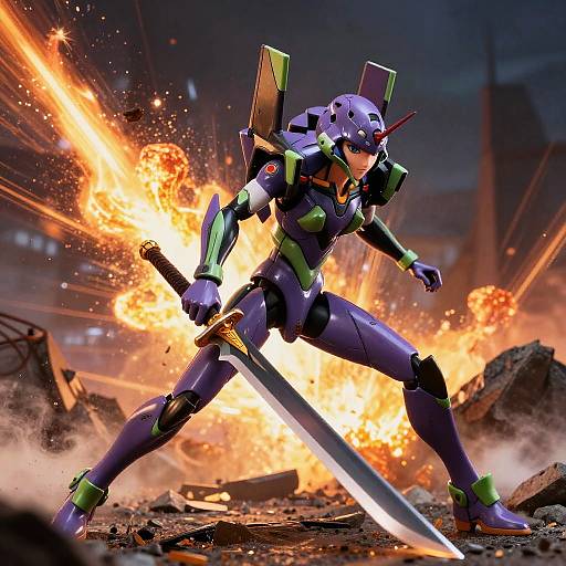 Epic Mecha Anime Battle Scene