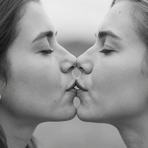 Intimate Black and White Kissing Photo