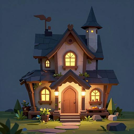 Low Poly Peaceful Witches Cottage