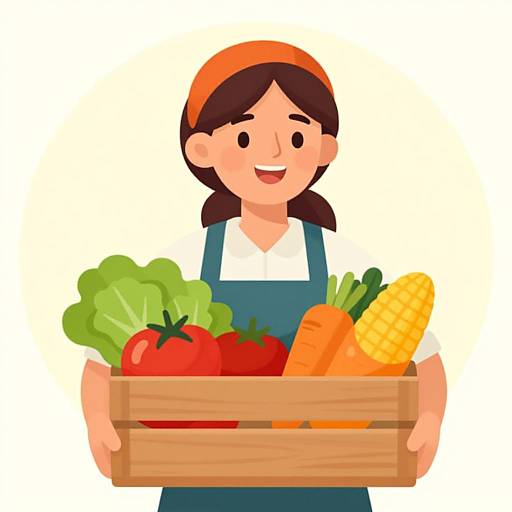 Cheerful Farmer Woman with Fresh Vegetables