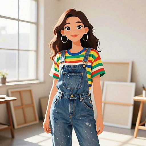 Cheerful Female Artist in Sunlit Studio