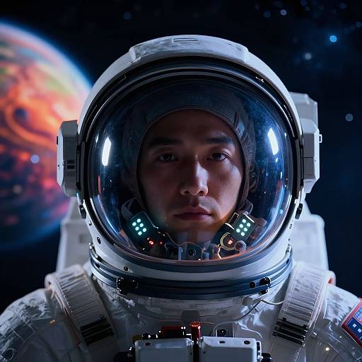 Futuristic Space Helmet Close-Up