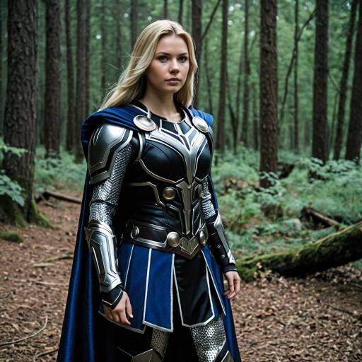 Blonde Girl in a Black Thor Costume