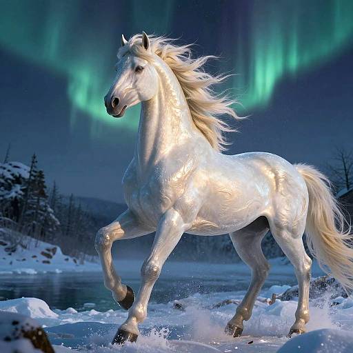 Ethereal Phoenix-Horse in Icy Fjord