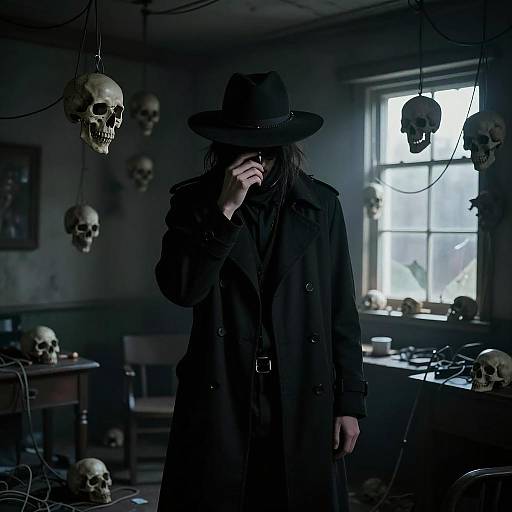 Mysterious Figure in a Dark Room